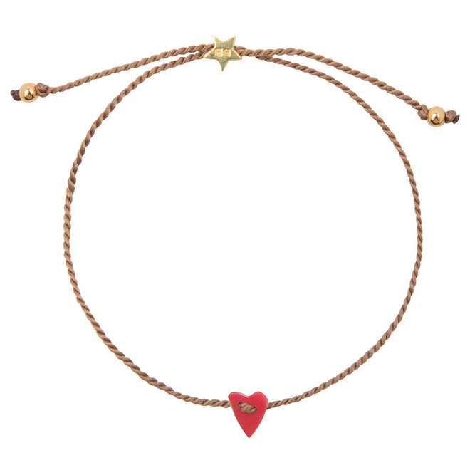 B2189 Gold RED Small Hoop Resin Heart Bracelet Gold Plated RED