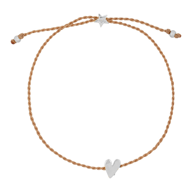 Hammered Heart Rope Bracelet