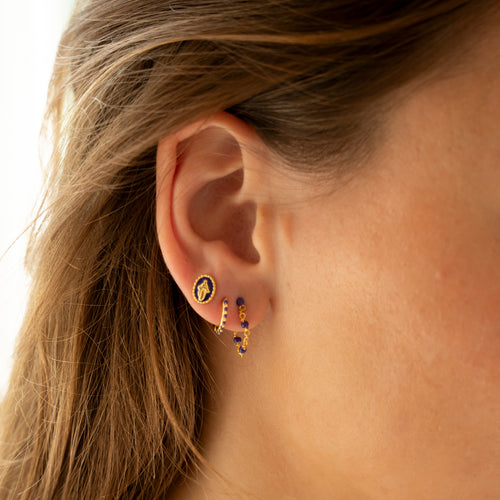Balls Emaille Chain Stud Earring Red