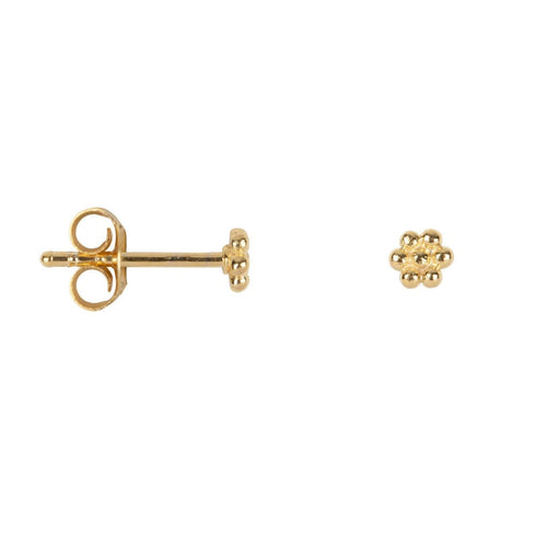 E2040 Gold EARRING Dotted Round Flower Stud Earring Gold Plated 24,95 euro