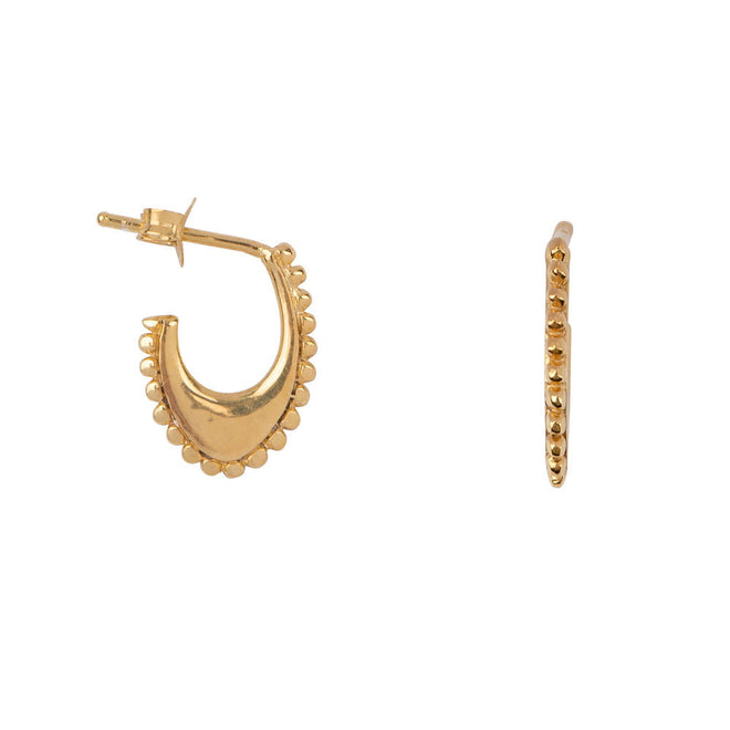 E2169 Gold Dotted Half Oval Stud Earring Gold Plated