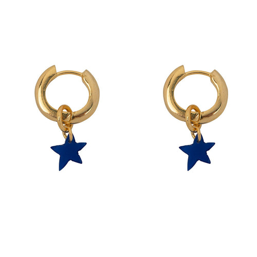 Thick Small Hoop with Star Earring Gold Plated KOBALT