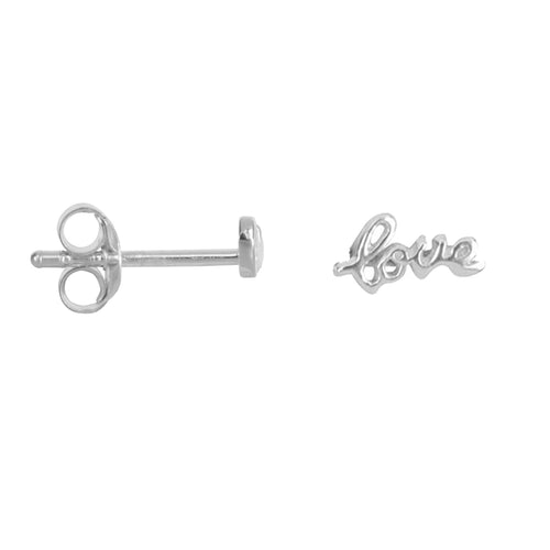 E2328 Silver Small Love Stud Earring Silver