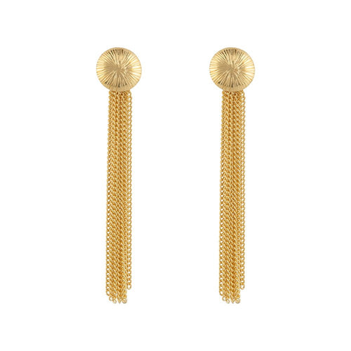 Ribbed Medium Moon Chain Stud Earring