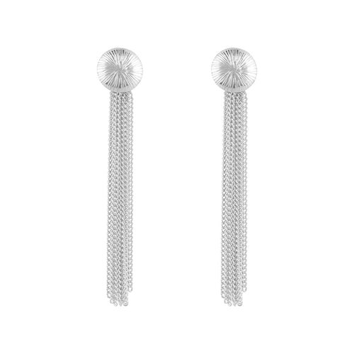 Ribbed Medium Moon Chain Stud Earring