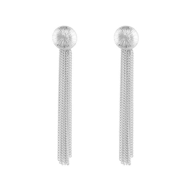 Ribbed Medium Moon Chain Stud Earring