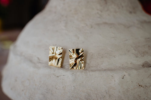 Folded Big Rectangle Stud Earring