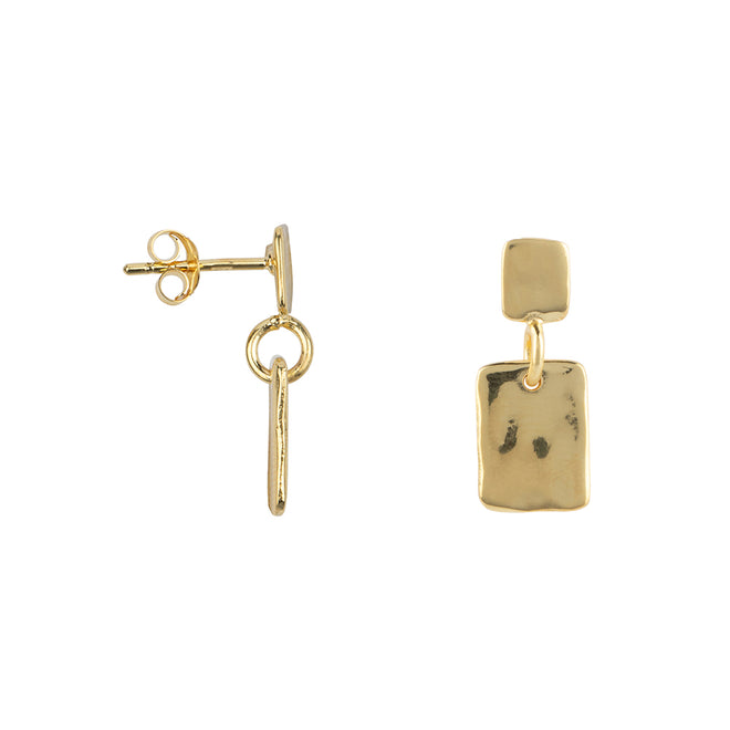 Hammered Double Rectangle Stud Earring