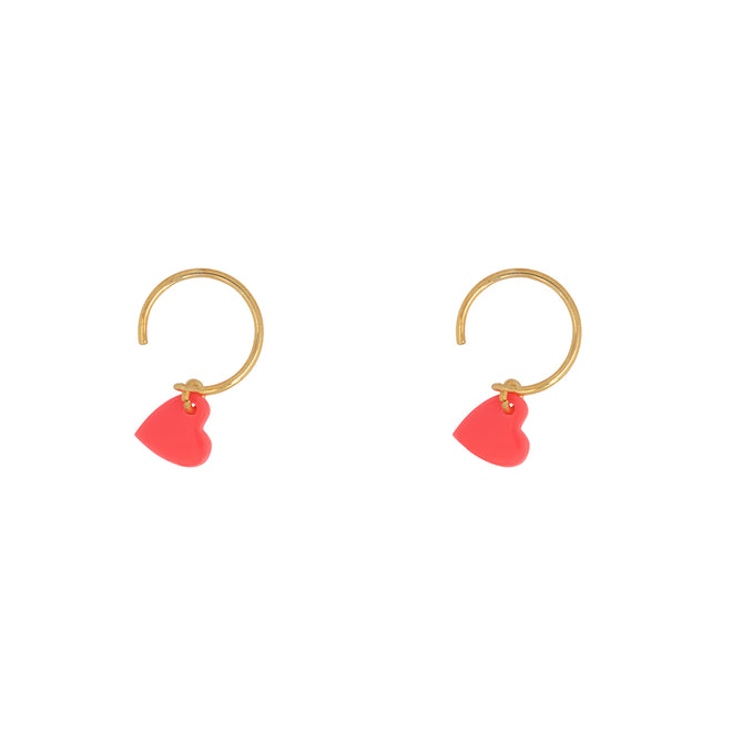 Small Neon Pink Heart Ring Earring