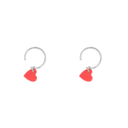 Small Neon Pink Heart Ring Earring