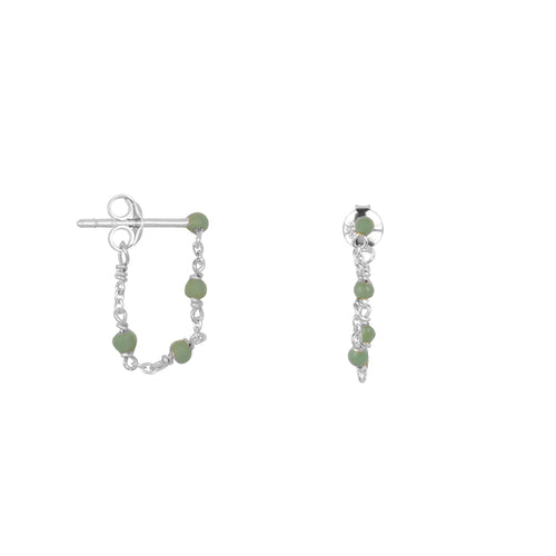 Balls Emaille Chain Stud Earring Green