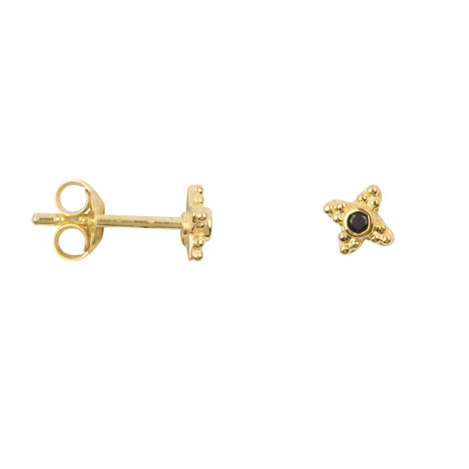 E958 Gold EARRING Antique Dotted Black Onyx Stud Earring Gold Plated 34,95 euro