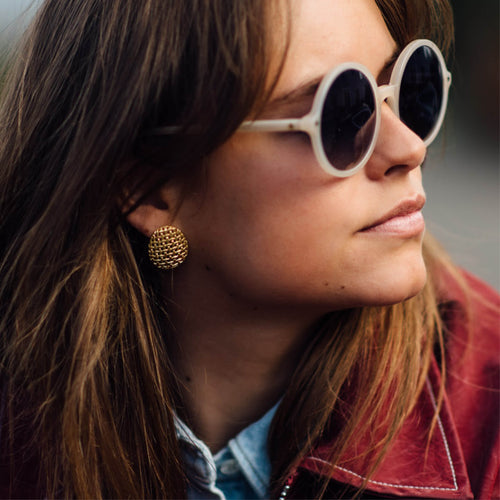 Checkered Pattern Large Earring