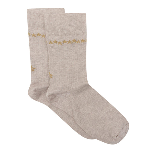 Sock Beige Golden Stars