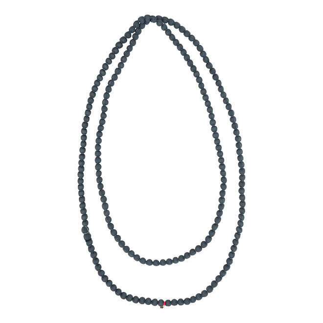 Silk Beaded Necklace Dark Grey