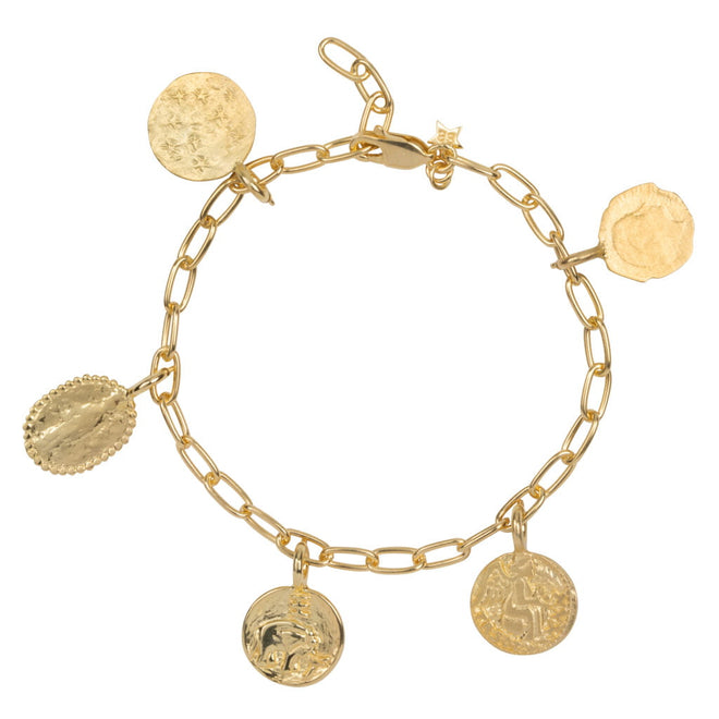 B2061 Gold Charms 5 Coins Bracelet Gold Plated 199,95
