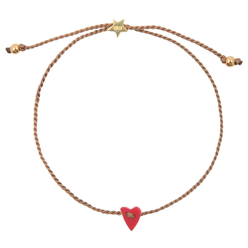 B2189 Gold RED Small Hoop Resin Heart Bracelet Gold Plated RED