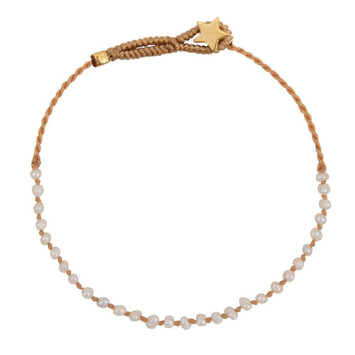 B2317 Gold Half Pearl Silk Bracelet Gold Plated