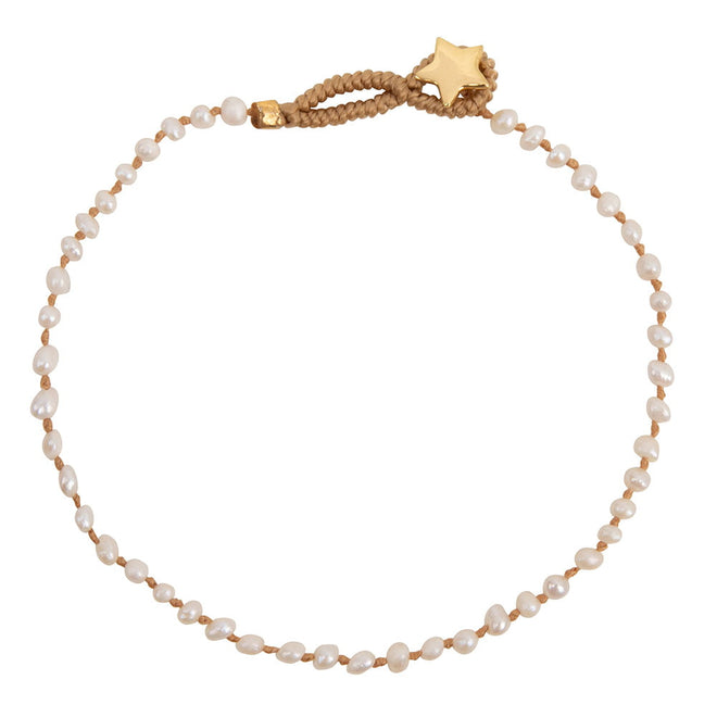 B2318 Gold Pearl Silk Bracelet Gold Plated
