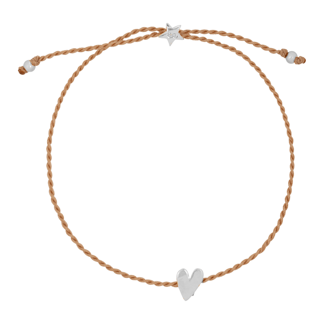 Hammered Heart Rope Bracelet