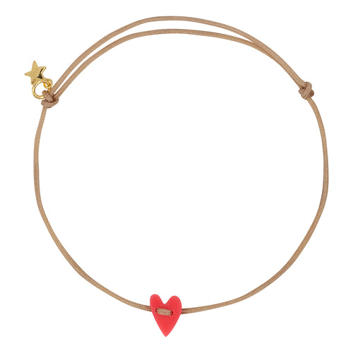 Heart Rope Bracelet Neon Coral