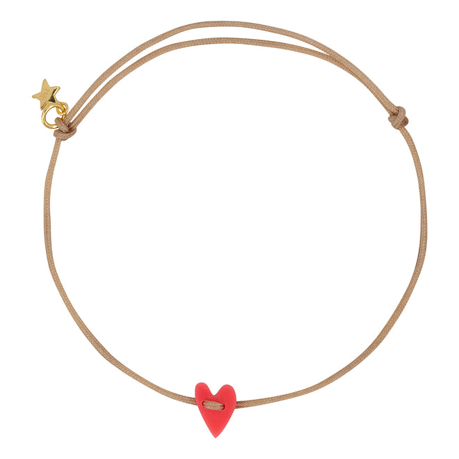 Heart Rope Bracelet Neon Coral
