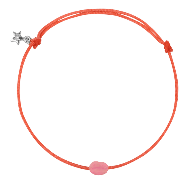 Lips Pink Rope Bracelet Light Pink Enamel