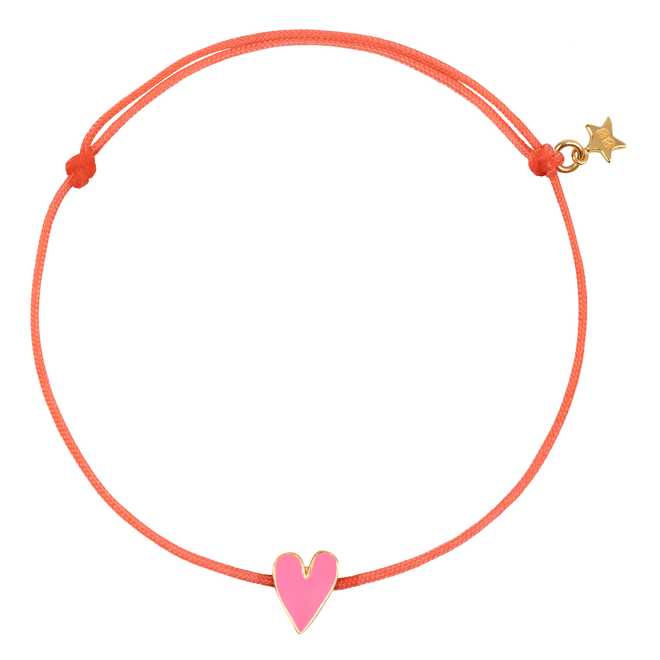 Medium Heart Pink Rope Bracelet Light Pink Enamel