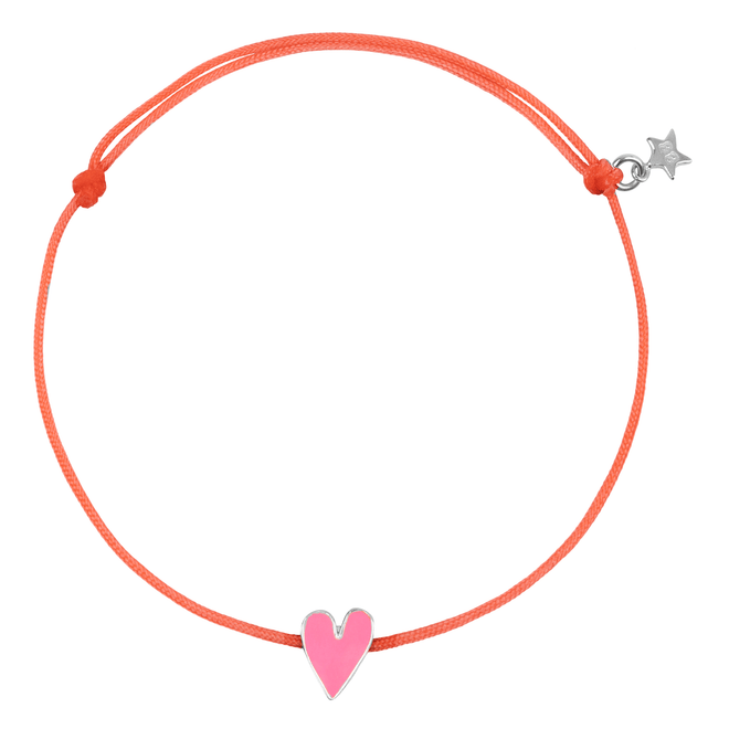 Medium Heart Pink Rope Bracelet Light Pink Enamel