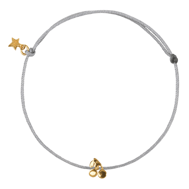 Cherry Rope Bracelet Gold Plated Plain Blue Grey Rope