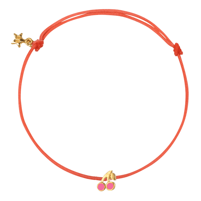 Cherry Pink Rope Bracelet Light Pink Enamel