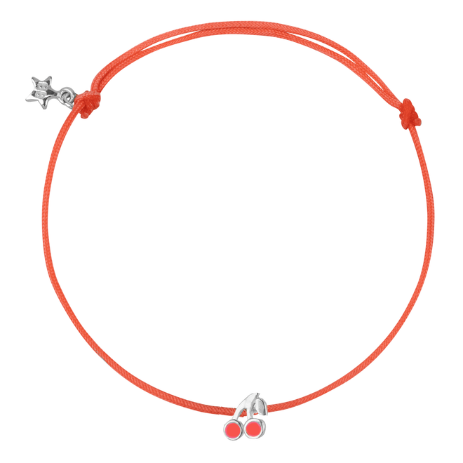 Cherry Pink Rope Bracelet Neon Pink Enamel