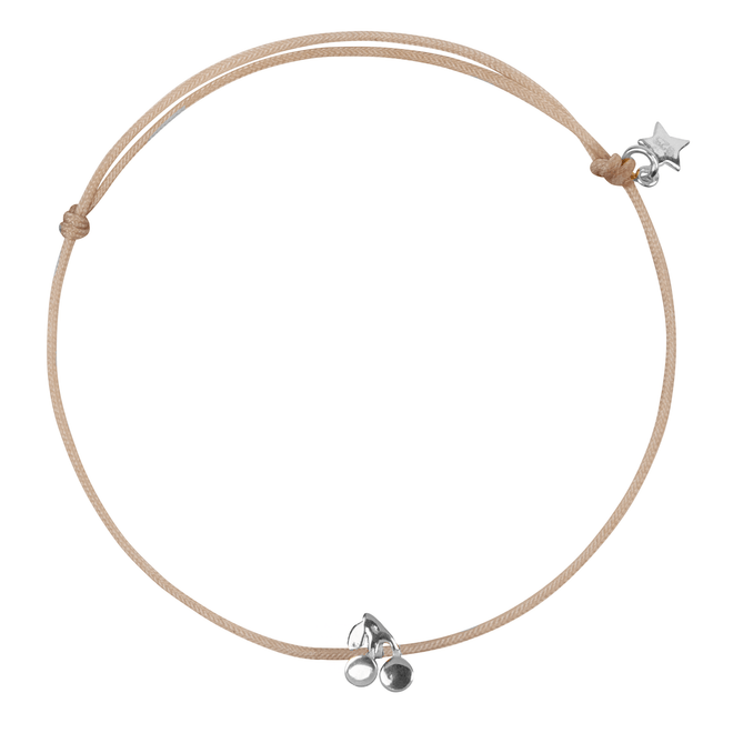 Cherry Rope Bracelet Gold Plated Plain Beige Rope
