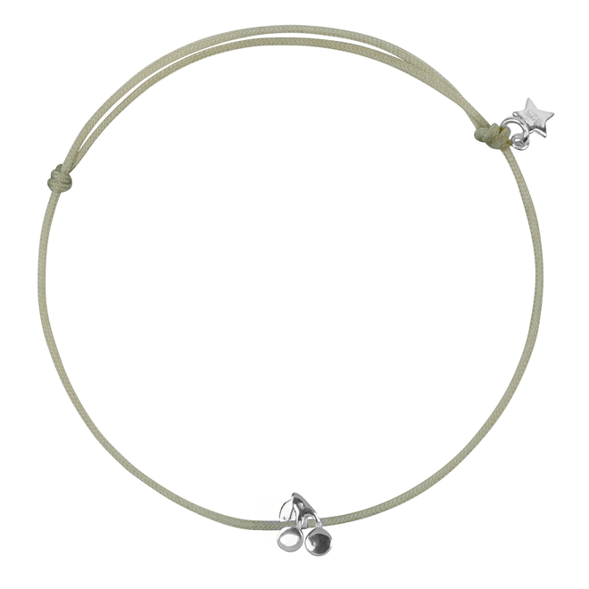 Cherry Rope Bracelet Gold Plated Plain Moss Green Rope