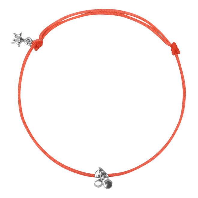 Cherry Rope Bracelet Gold Plated Plain Pink Rope