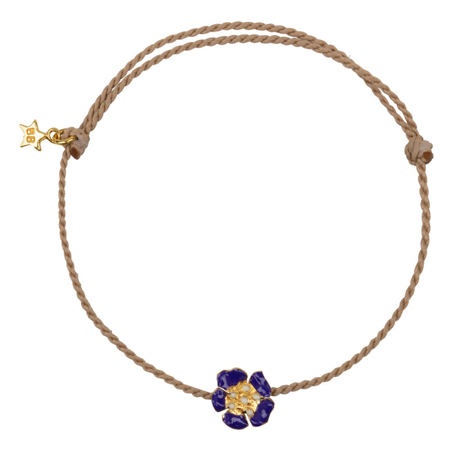 Medium Folded Flower Rope Bracelet Blue Enamel