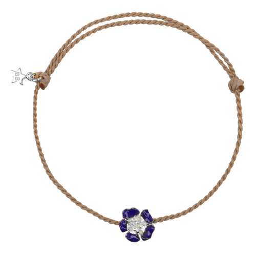 Medium Folded Flower Rope Bracelet Blue Enamel