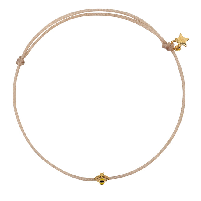 Mini Bee Enamel Rope Bracelet Beige