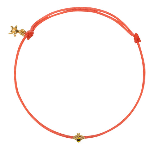 Mini Bee Enamel Rope Bracelet Pink