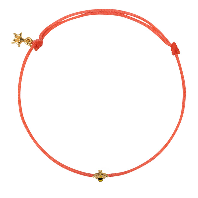 Mini Bee Enamel Rope Bracelet Pink