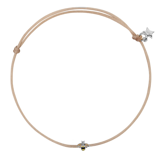 Mini Bee Enamel Rope Bracelet Beige