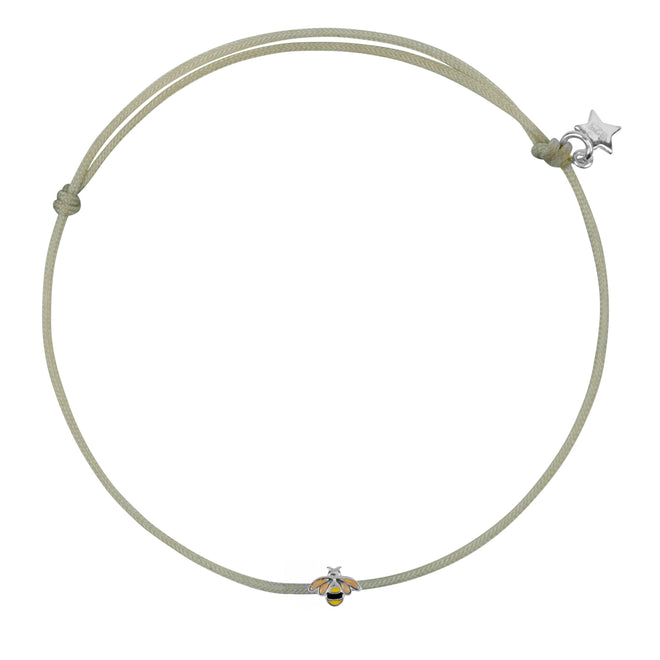 Mini Bee Enamel Rope Bracelet Moss Green