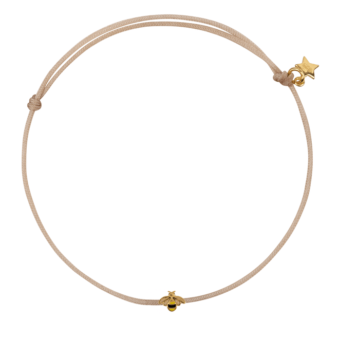 Mini Bee Enamel Rope Bracelet Beige