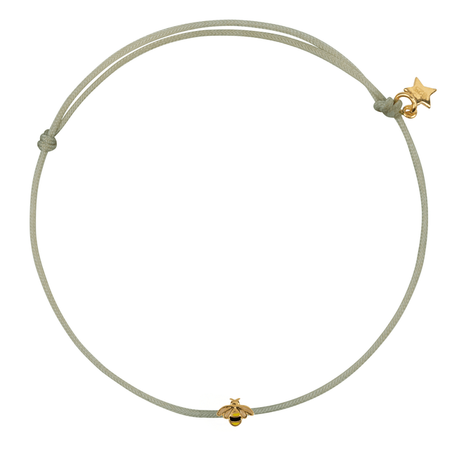 Mini Bee Enamel Rope Bracelet Moss Green