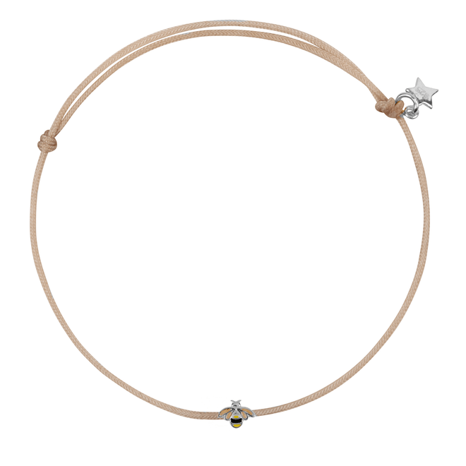 Mini Bee Enamel Rope Bracelet Beige