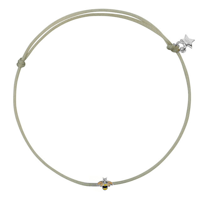 Mini Bee Enamel Rope Bracelet Moss Green
