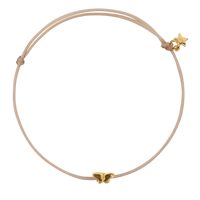 Mini Butterfly Rope Bracelet Beige