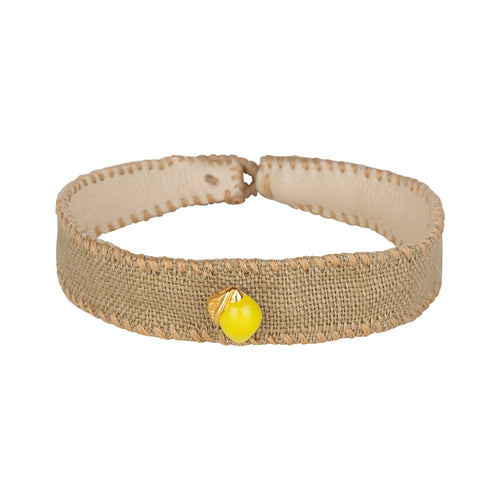 Vintage Linnen Bracelet Lemon Olive Green