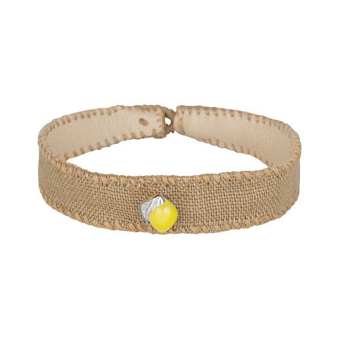 Vintage Linnen Bracelet Lemon Olive Green Gold Plated