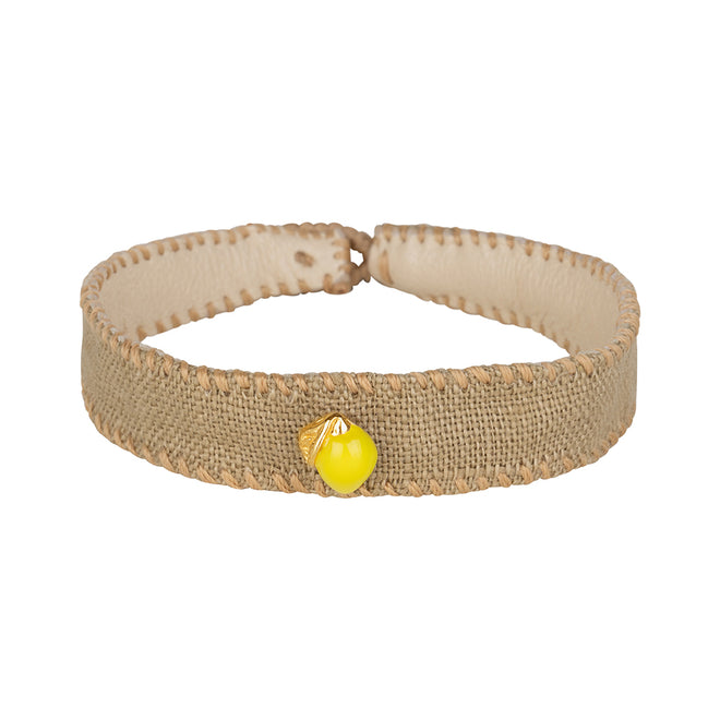 Vintage Linnen Bracelet Lemon Olive Green